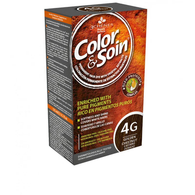 COLOR&SOIN Ilgalaikiai plaukų dažai be agresyvių medžiagų Nr.4G, Auksinio kaštono spalva 135ml