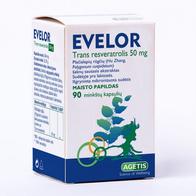 EVELOR trans resveratrolis 50 mg, minkštos kapsulės N90