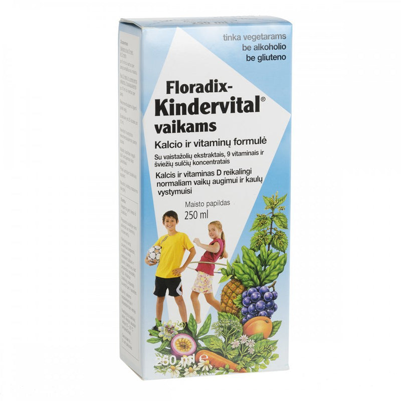 FLORADIX Kindervital vaikams, kalcio ir vitaminų formulė, 250ml