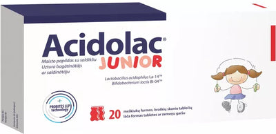 ACIDOLAC Junior tabletės (braškių skonio), N20