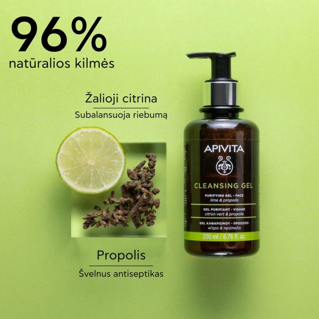 APIVITA gelinis prausiklis riebiai-mišriai odai 200ml, nuotrauka Nr. 2