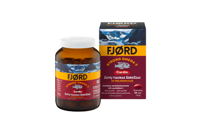 FJORD Strong Omega-3 Cardio žuvų taukai kapsulės N60