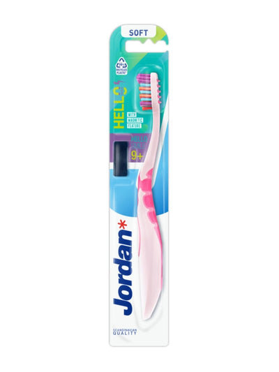Jordan vaikiškas dantų šepetėlis Hello Smile 9+ minkštas