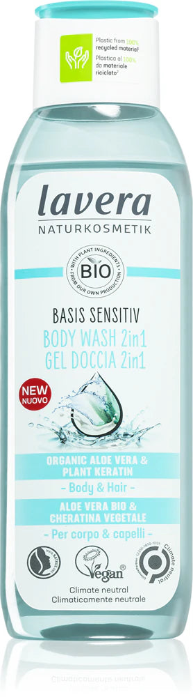 LAVERA dušo šampūnas BASIS SENSITIV 2/1, 250 ml