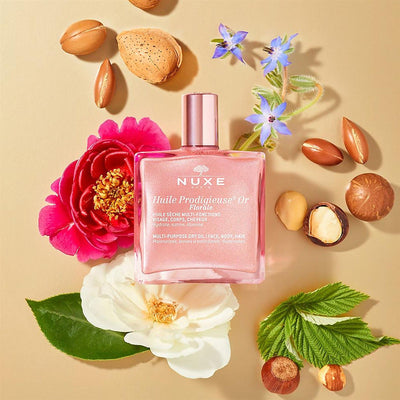 NUXE sausas kūno, veido ir plaukų aliejus HUILE PRODIGIEUSE OR FLORALE, 50ml