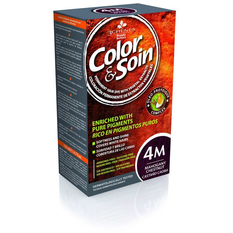 COLOR&SOIN Ilgalaikiai plaukų dažai be agresyvių medžiagų Nr.4M, Raudonmedžio kaštoninė spalva 135ml