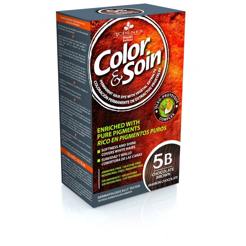 COLOR&SOIN Ilgalaikiai plaukų dažai be agresyvių medžiagų Nr.5B, Rudo šokolado spalva 135ml