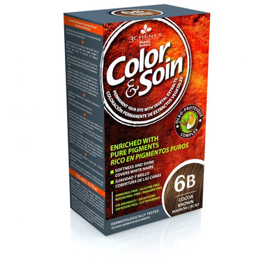 COLOR&SOIN Ilgalaikiai plaukų dažai be agresyvių medžiagų Nr.6B, Kakavinė ruda spalva 135ml
