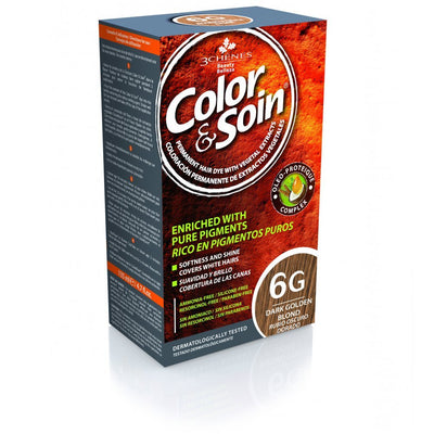 COLOR&SOIN Ilgalaikiai plaukų dažai be agresyvių medžiagų Nr.6G, Tamsios auksinės blondinės spalva 135ml