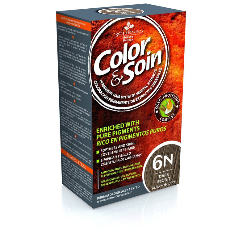 COLOR&SOIN Ilgalaikiai plaukų dažai be agresyvių medžiagų Nr.6N, Tamsios blondinės spalva 135ml