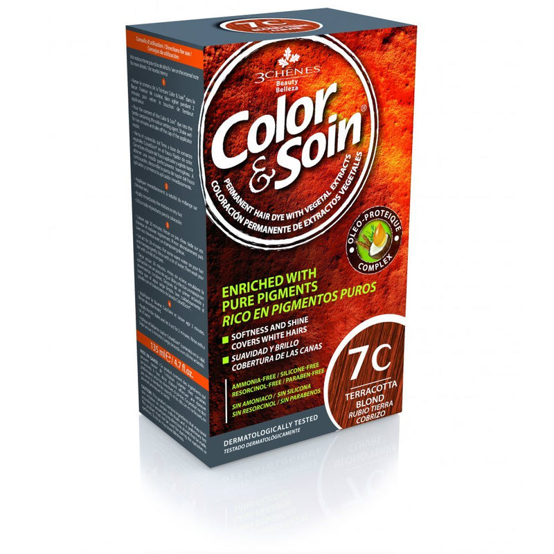 COLOR&SOIN Ilgalaikiai plaukų dažai be agresyvių medžiagų Nr.7C, Terakotinės blondinės spalva 135ml