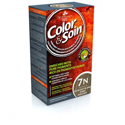 COLOR&SOIN Ilgalaikiai plaukų dažai be agresyvių medžiagų Nr.7N, Lazdyno riešuto blondinės spalva 135ml