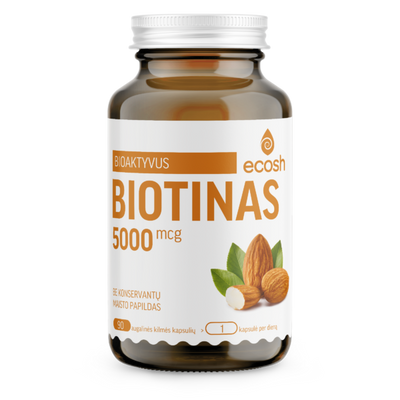 ECOSH Bioaktyvus biotinas 5000mcg, kapsulės N90