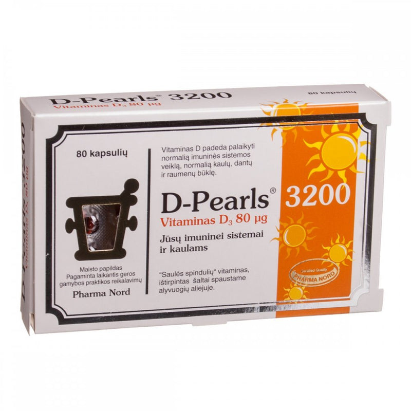 D-PEARLS 3200 vitaminas D3 80 mcg, kapsulės N80