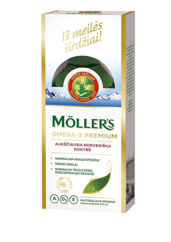 Möller’s Omega-3 Premium skysti žuvų taukai, 250ml